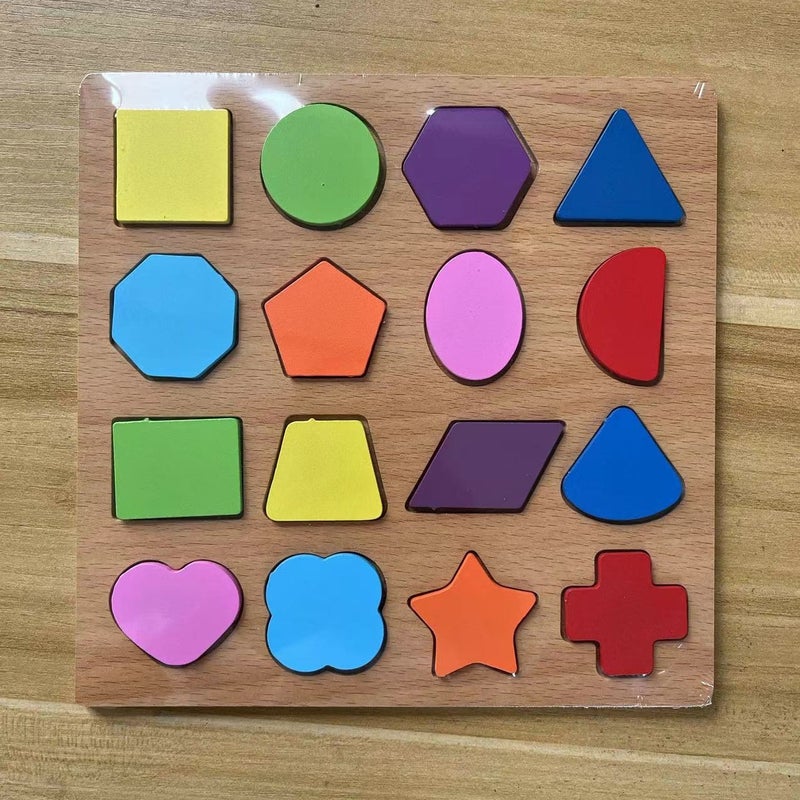 Wooden Children'S Early Education Building Blocks Alphanumeric Shape Color Cognitive Kindergarten Puzzle Board Matching Educational Toys - Image 1